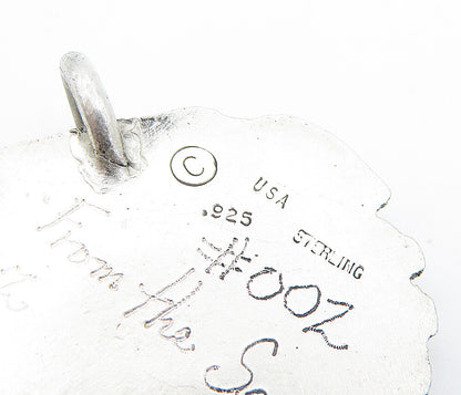 925 Sterling Silver  Vintage Clam Shell Scalloped Design Pendant  PT4235