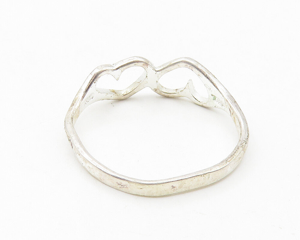 925 Sterling Silver  Shiny Smooth Open Love Hearts Band Ring Sz 8  RG10910