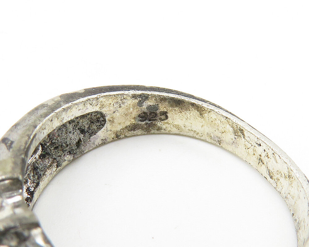 925 Sterling Silver  Vintage Cubic Zirconia Solitaire Accent Ring Sz 7 RG10347