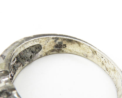 925 Sterling Silver  Vintage Cubic Zirconia Solitaire Accent Ring Sz 7 RG10347