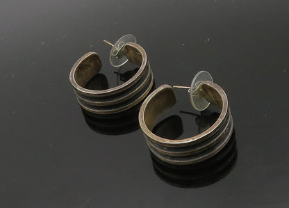 MEXICO 925 Sterling Silver  Vintage Oxidized Round JHoop Earrings  EG10253