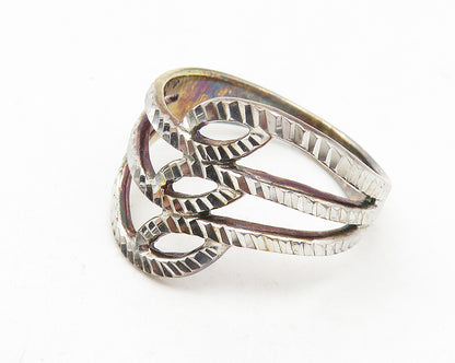 925 Sterling Silver  Vintage Shiny Diamond Cut Split Band Ring Sz 6  RG11283