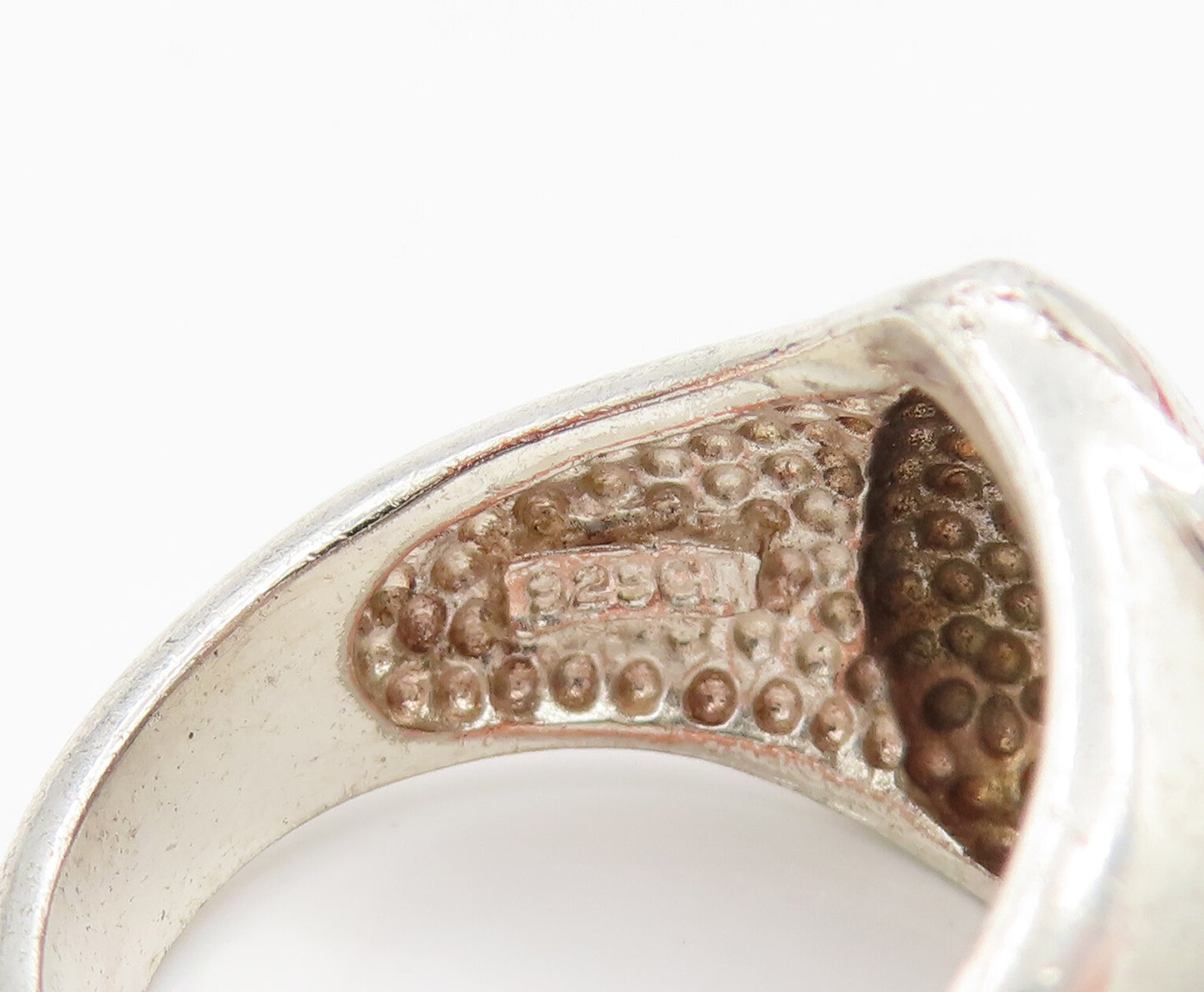 925 Silver  Vintage Half Textured & Half Polished Love Heart Ring Sz 6 RG26220
