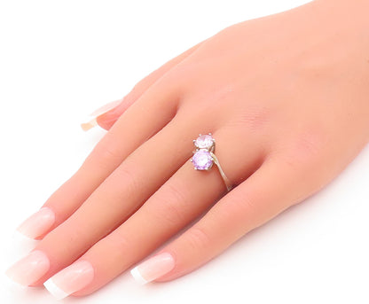 925 Sterling Silver Vintage Ring Minimalist 2 Tone Round Cut CZ  Sz 6  RG28530