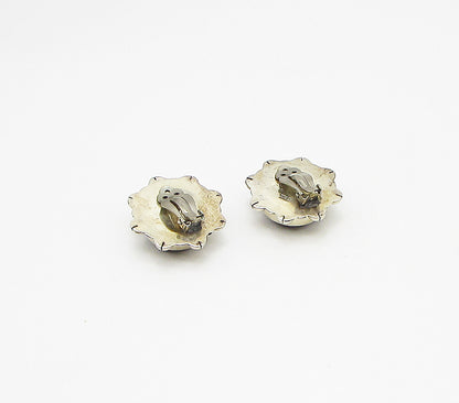 MEXICO 925 Sterling Silver  Vintage Black Onyx Clip On Earrings  EG1950