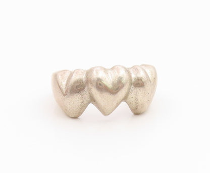 925 Sterling Silver Vintage Ring Minimalist Solid Love Heart Band  Sz 6  RG35494