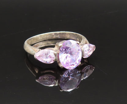 925 Sterling Silver  Vintage Dainty Purple Cubic Zirconia Ring Sz 6.5  RG25633
