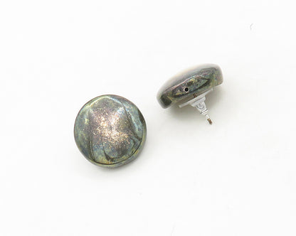 925 Sterling Silver  Vintage Shiny Dark Tone Button Drop Earrings  EG9715