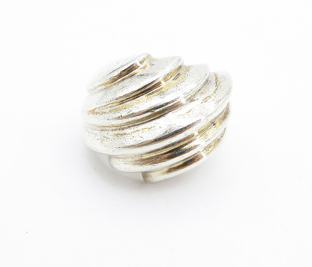 925 Sterling Silver  Vintage Shiny Fluted Dome Design Band Ring Sz 5.5  RG7506