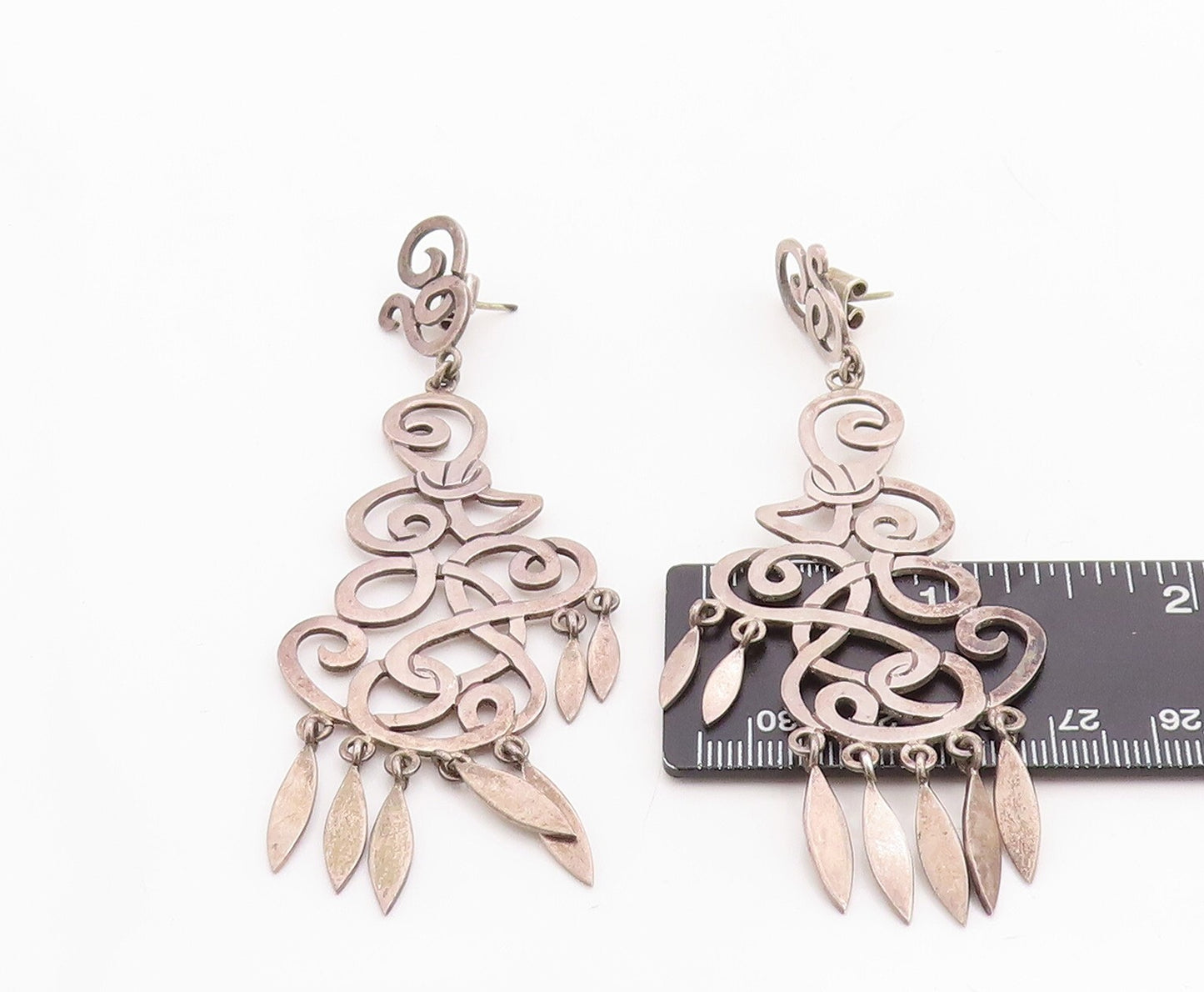 925 Sterling Silver Vintage Earrings TAXCO Large Designer Solid Cutout EG13233