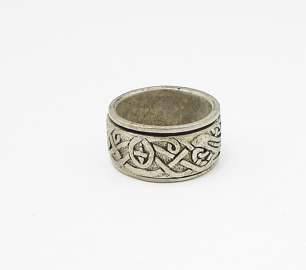 925 Sterling Silver  Vintage Modernist Celtic Band Ring Sz 6.5  RG3102