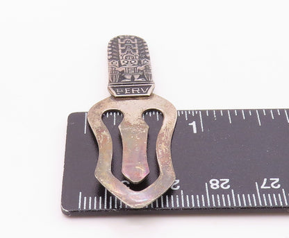 PERU 925 Sterling Silver  Vintage Aztec Mayan Warrior Bookmark  TR3416
