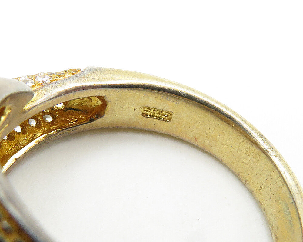 925 Silver  Vintage Cubic Zirconia Encrusted Bypass Band Ring Sz 7  RG18223