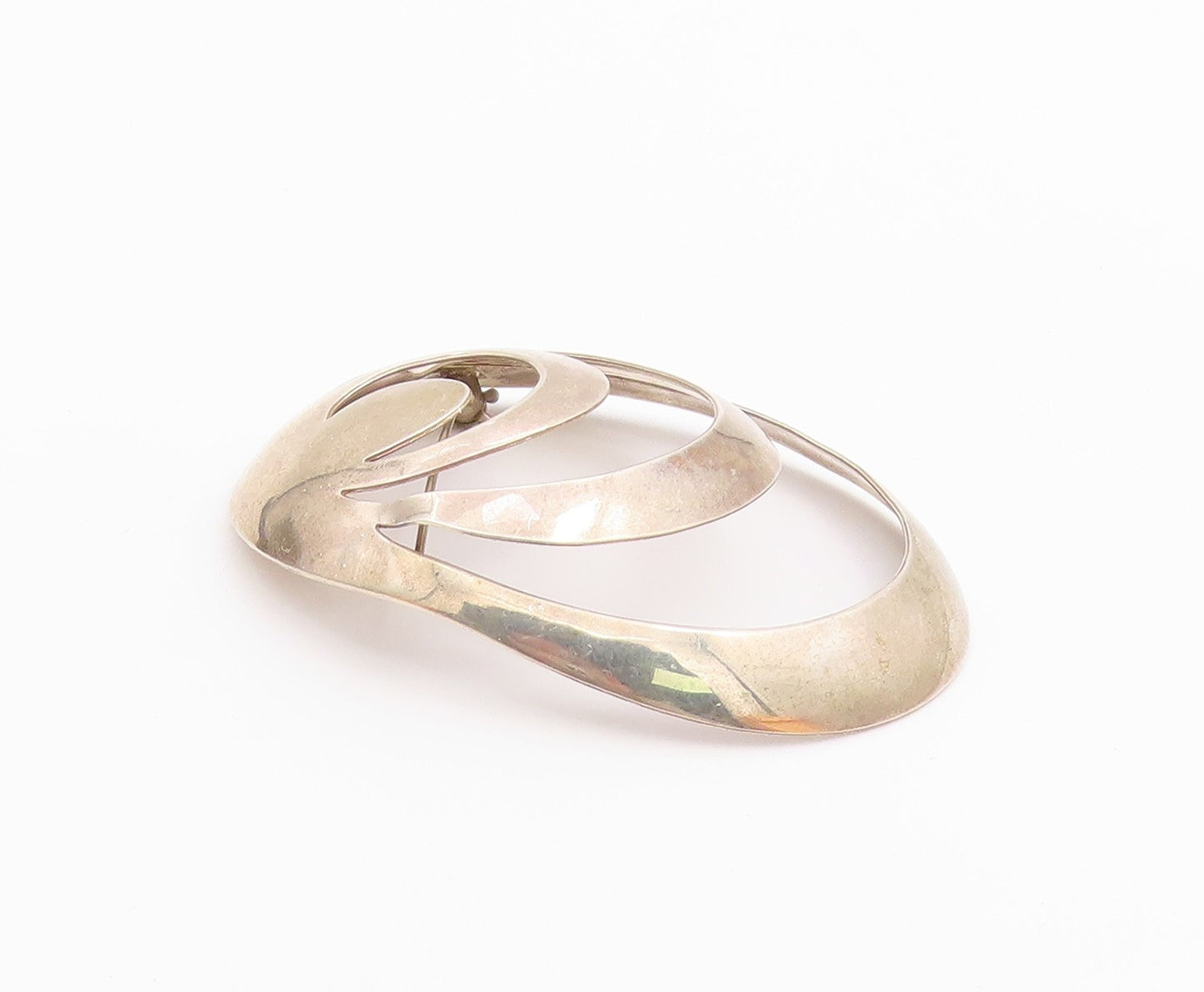 SANDRA BAKER 925 Sterling Silver  Vintage Modernist Dome Brooch Pin  BP7969