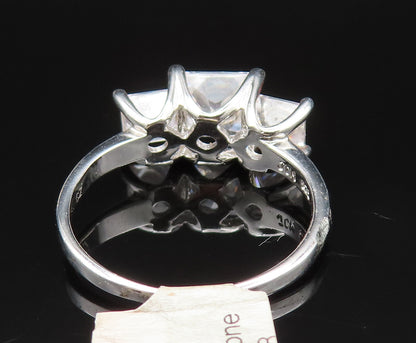 925 Sterling Silver  Vintage Princess Cut Cubic Zirconia Ring Sz 8.5  RG25451
