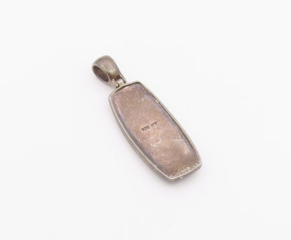 925 Sterling Silver Vintage Pendant Classic Mother Of Pearl & Onyx Drop  PT26406