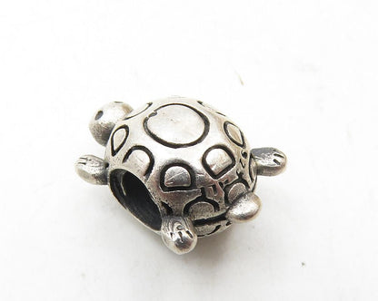 925 Sterling Silver  Vintage Shiny Petite Turtle Motif Slide Pendant  PT7546