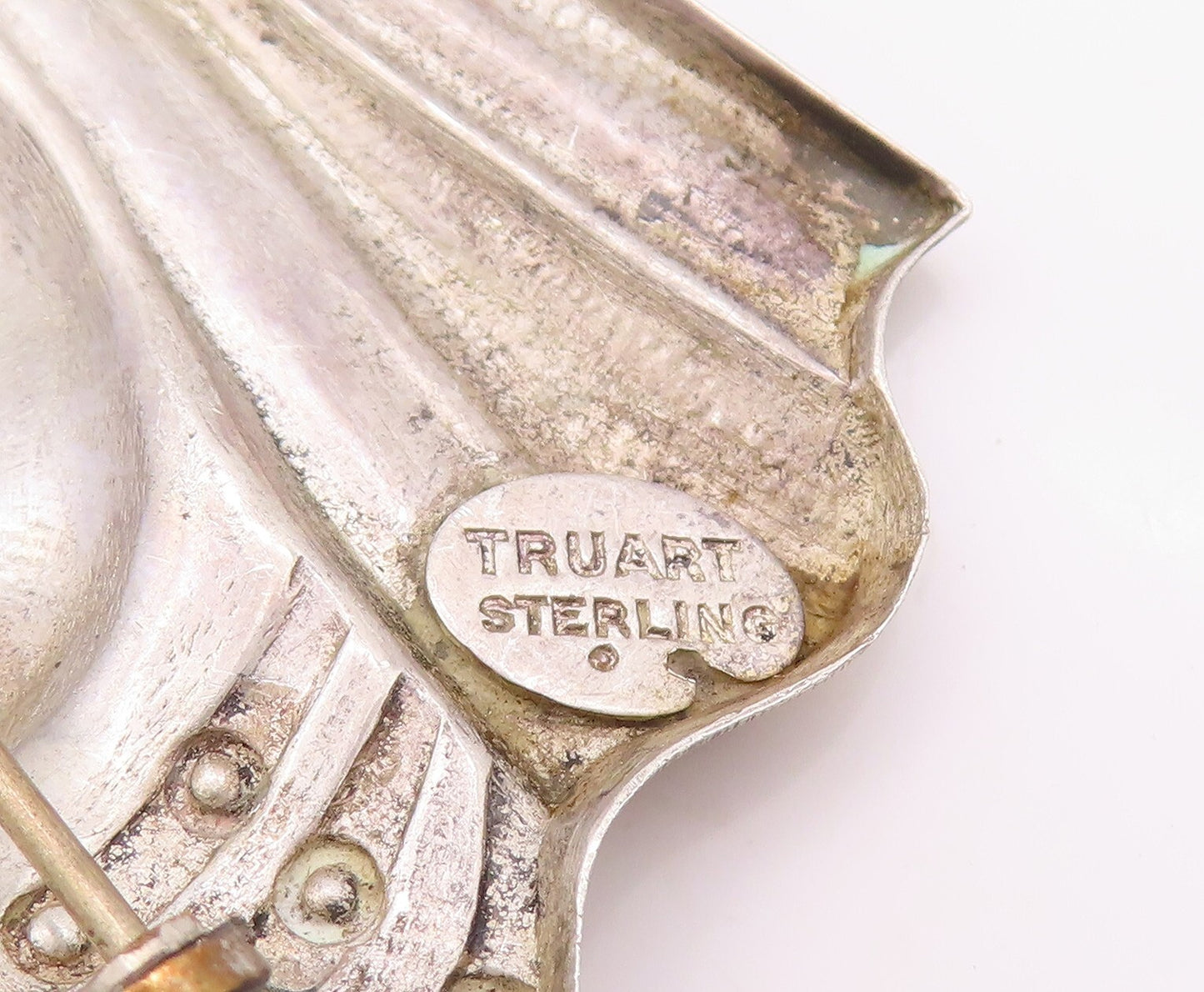 925 Sterling Silver Vintage Brooch Pin TRUART Carved Egyptian Face  BP11161