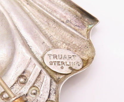 925 Sterling Silver Vintage Brooch Pin TRUART Carved Egyptian Face  BP11161