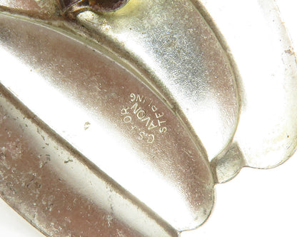 AVON 925 Sterling Silver  Vintage Shiny Floral Leaves Drop Earrings  EG7116