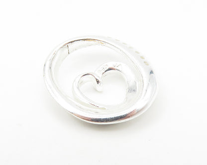 925 LA Sterling Silver  Topaz Love Stamped Heart Swirl Shiny Pendant  PT9217