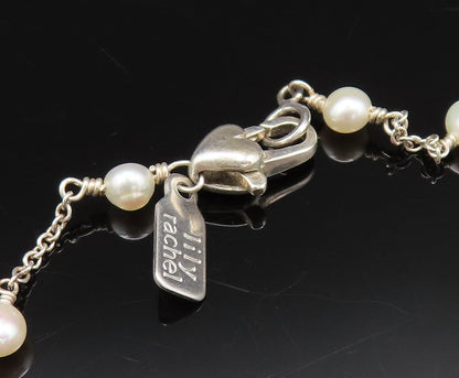 LILY RACHEL 925 Sterling Silver Vintage Freshwater Pearls Love Necklace  NE3965