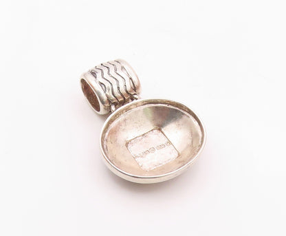 925 Sterling Silver  Vintage Etched Pattern Round Dome Shiny Pendant  PT19651