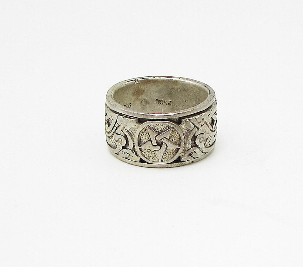 925 Sterling Silver  Vintage Modernist Celtic Band Ring Sz 6.5  RG3102