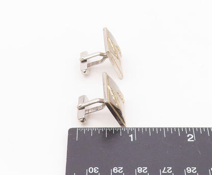 SWANK 925 Sterling Silver  Vintage Two Tone Floral Leaves Cufflinks  TR2797