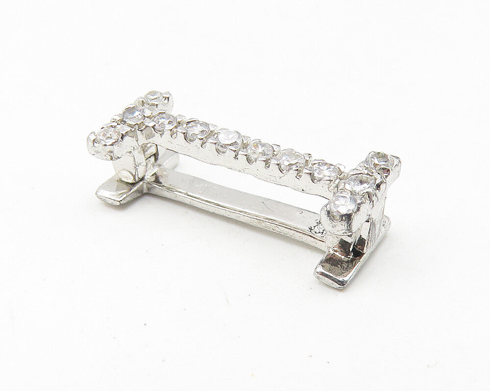 925 Sterling Silver  Sparkling White Topaz Letter I Initial Pendant  PT8982