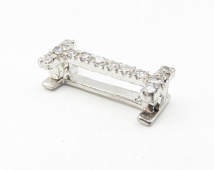 925 Sterling Silver  Sparkling White Topaz Letter I Initial Pendant  PT8982