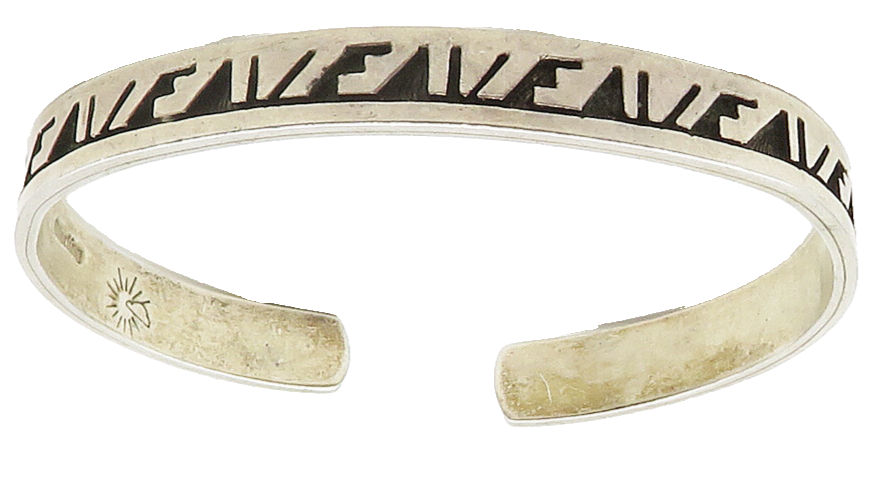NAVAJO 925 Silver  Vintage Oxidized Pattern Petite Cuff Bracelet  BT6297
