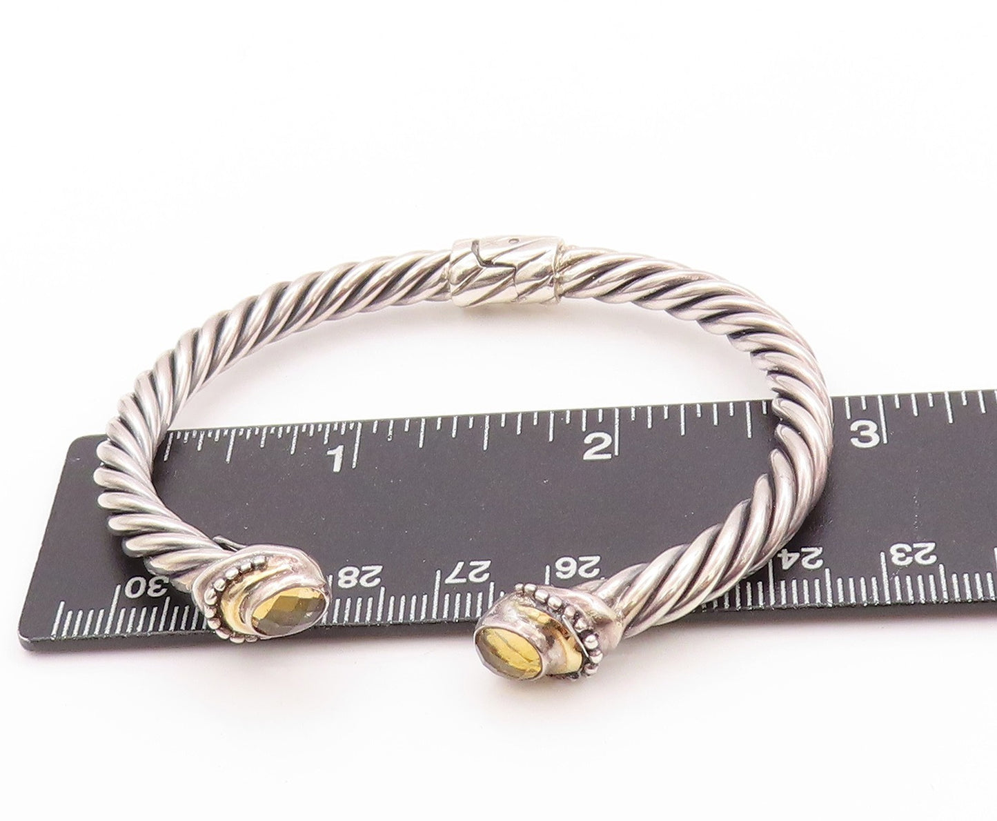 18k Gold 925 Sterling Silver Vintage Bracelet SAMUEL BENHAM Smoky Quartz BT11183