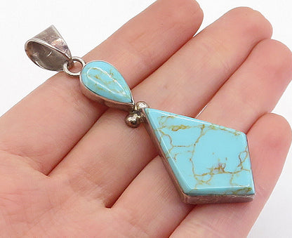 MOB MEXICO 925 Silver Vintage Multi Shape Linked Turquoise Pendant PT3392
