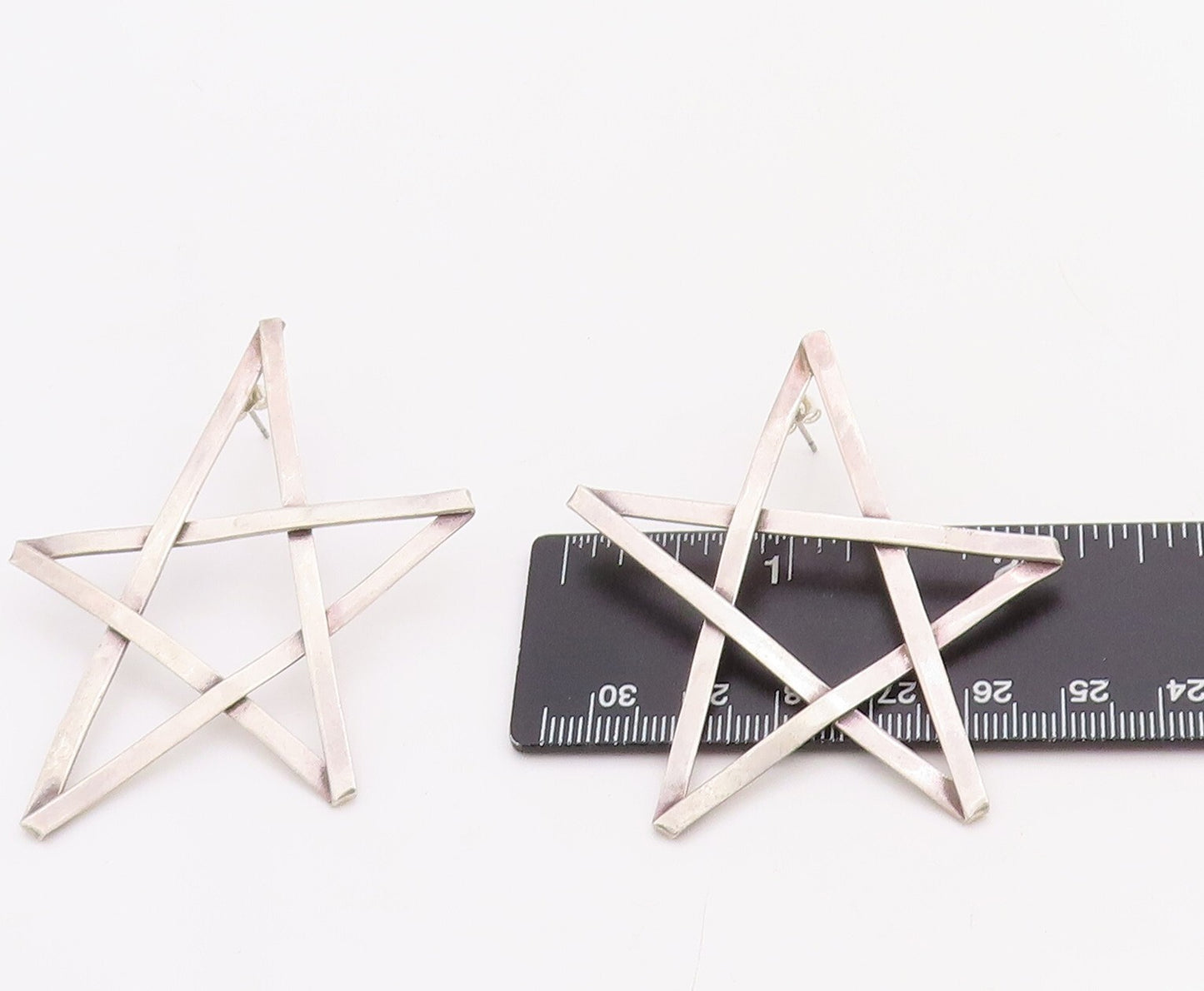925 Sterling Silver Vintage Earrings MEXICO Solid Large Cutout Star  EG13238