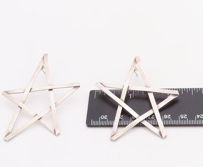 925 Sterling Silver Vintage Earrings MEXICO Solid Large Cutout Star  EG13238