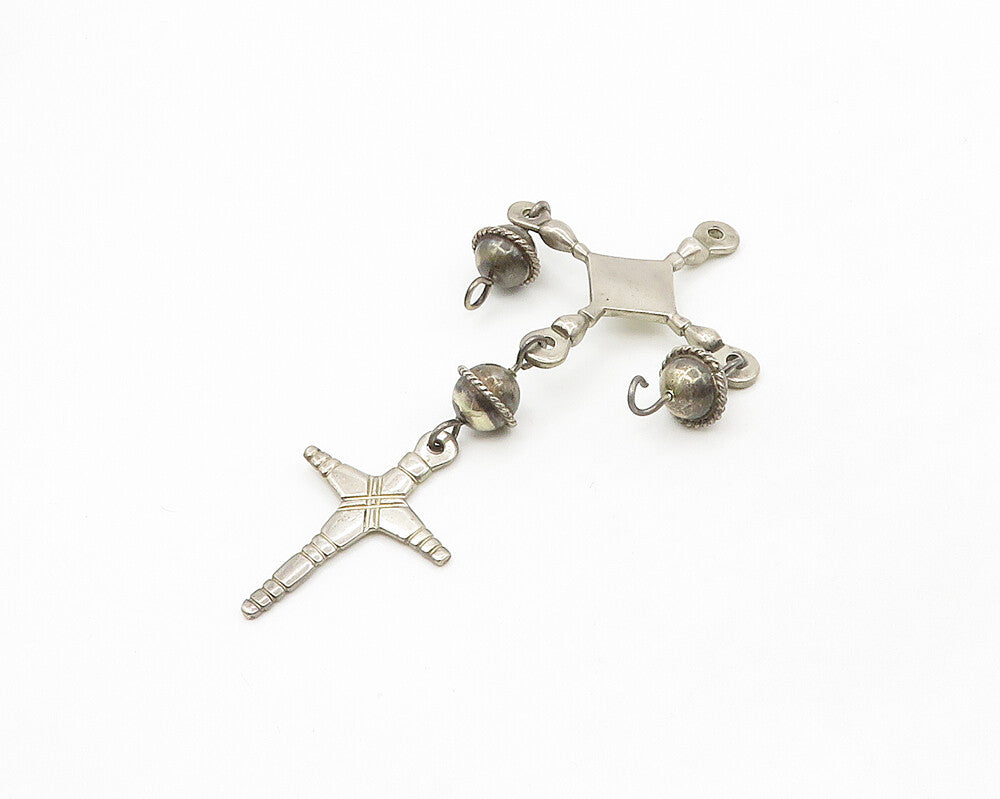 925 Sterling Silver  Vintage Dark Tone Religious Cross Drop Pendant  PT14236