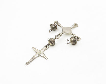 925 Sterling Silver  Vintage Dark Tone Religious Cross Drop Pendant  PT14236
