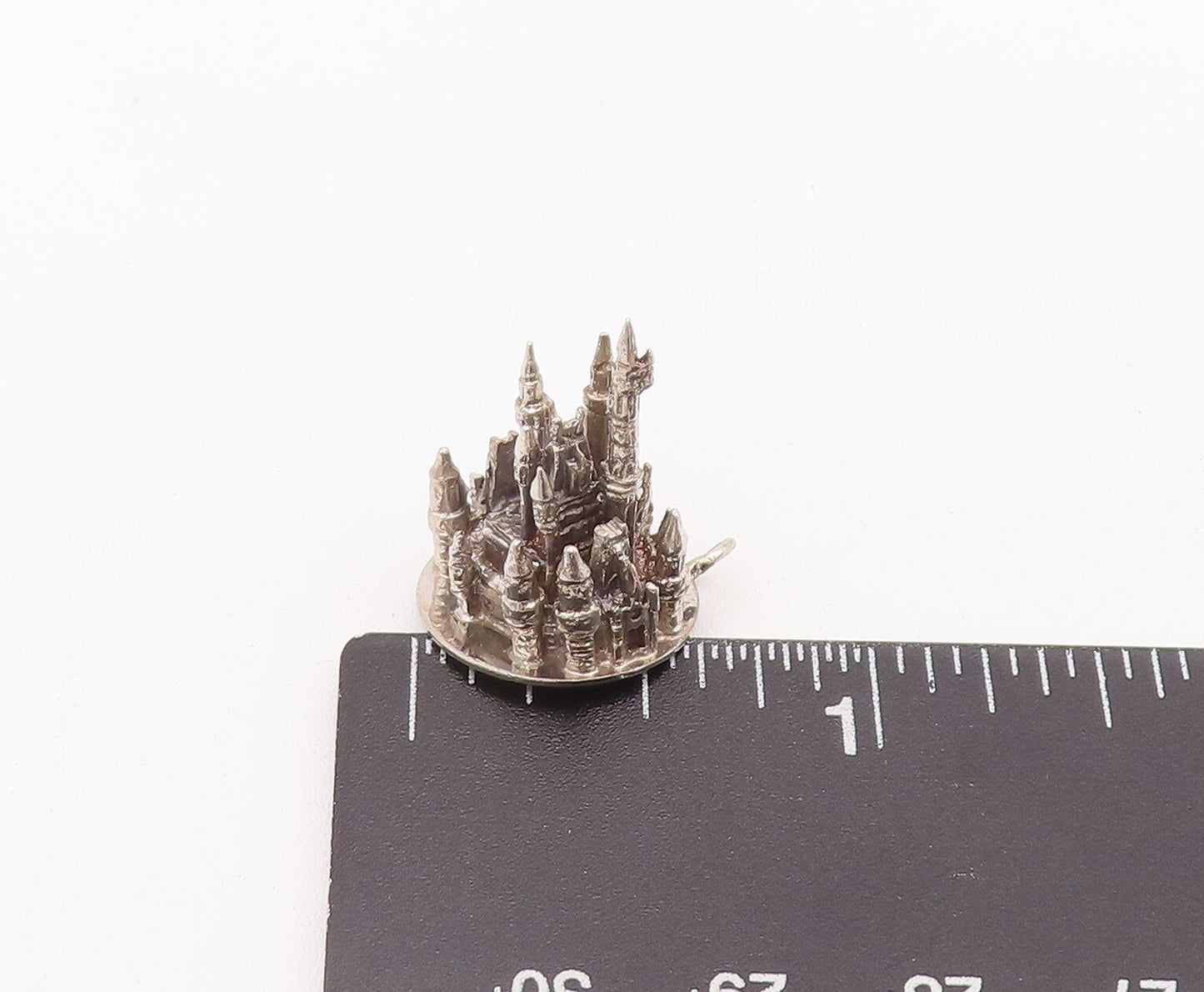 925 Sterling Silver Vintage Pendant WALT DISNEY 3D Carved Castle  Model  PT22781