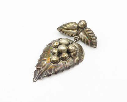 MEXICO 925 Sterling Silver  Vintage Dark Tone Grape Bunch Brooch Pin  BP5752