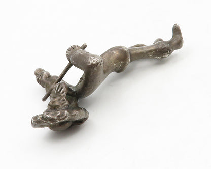 925 Sterling Silver  Vintage Dark Tone Hollow Man Playing Fiddle  TR1986
