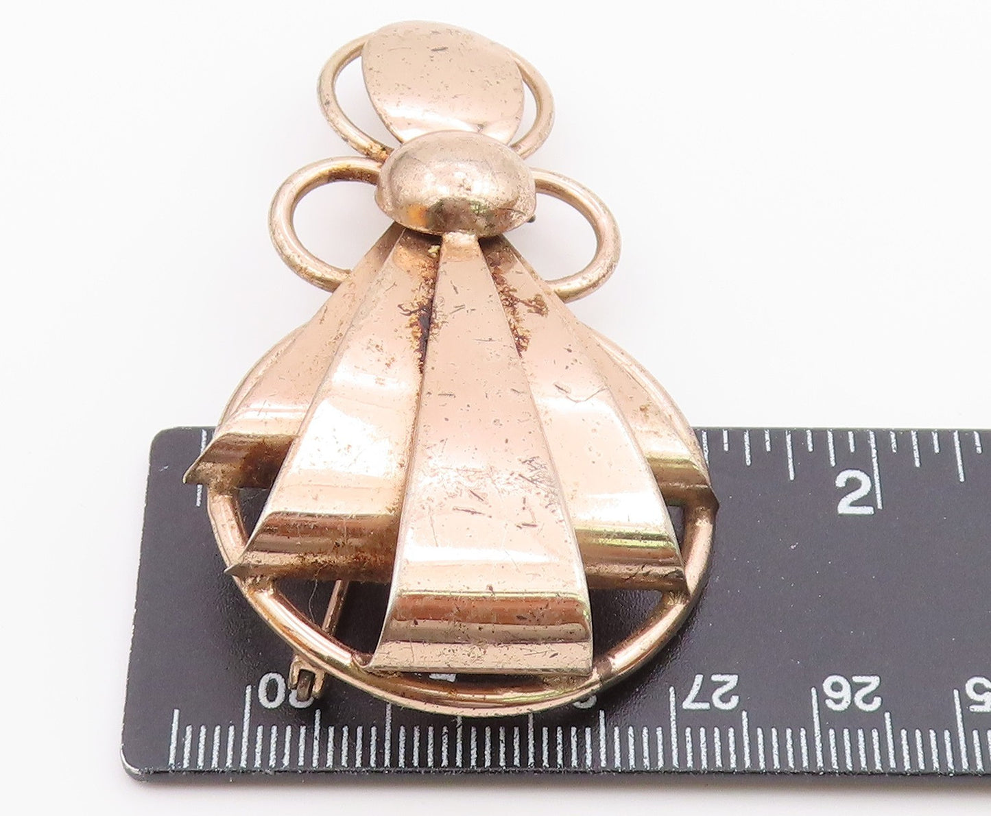 NAPIER 925 Sterling Silver  Vintage Shiny Rare Ribbon Motif Brooch Pin  BP7977