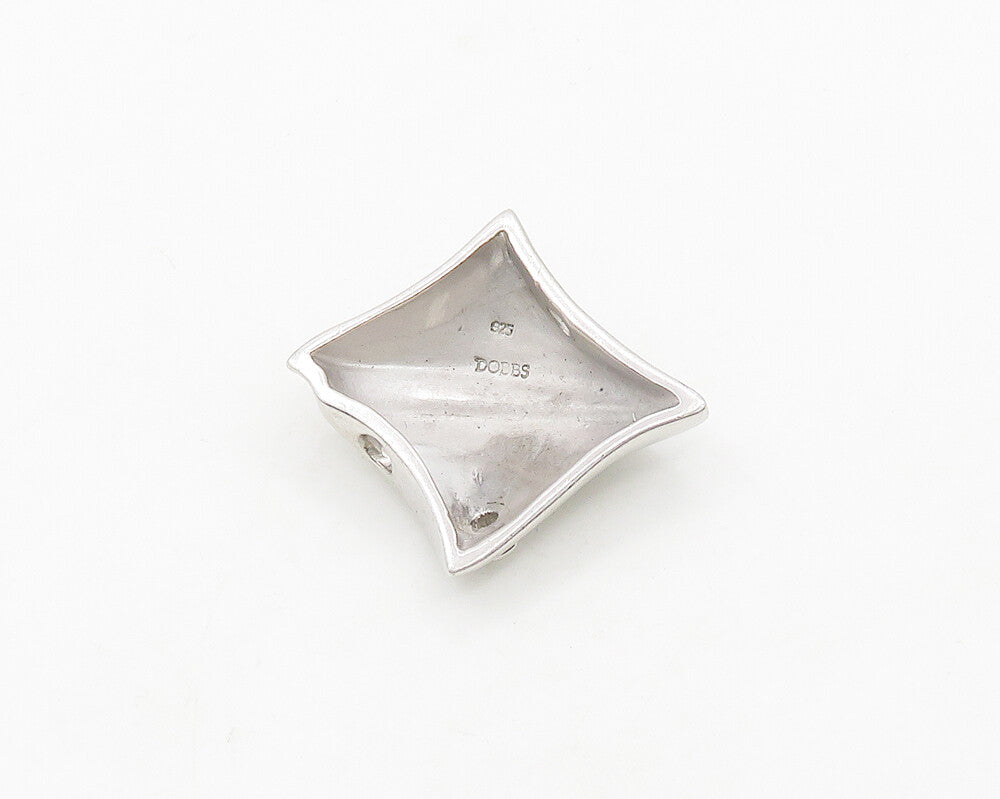 DOBBS 925 Sterling Silver  Vintage Topaz Accented Square Dome Pendant  PT15473
