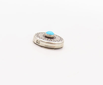 925 Sterling Silver Vintage Button Covers NAVAJO Gemstone Flowers  TR3794