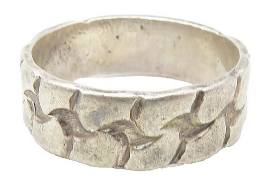 925 Sterling Silver  Vintage Chain Link Pattern Round Band Ring Sz 6  RG11132