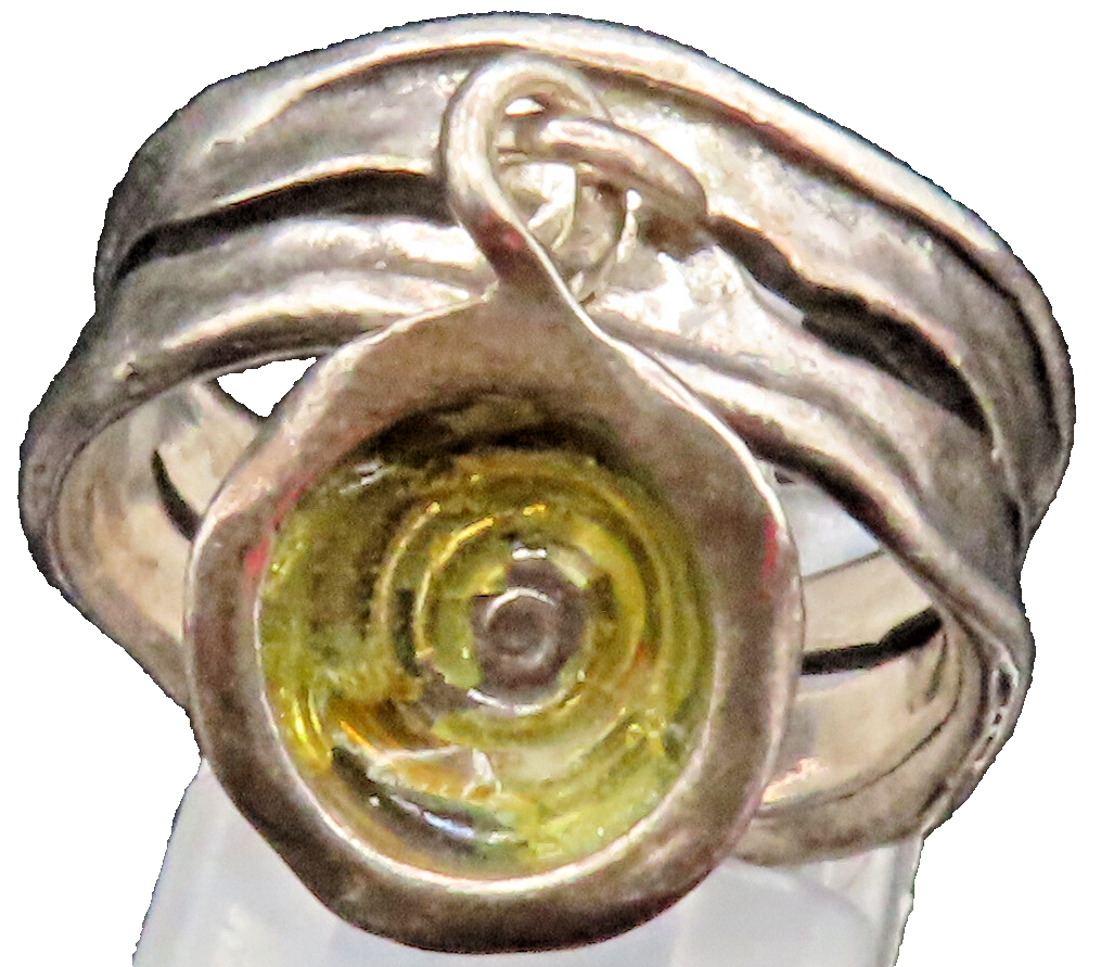 ISRAEL 925 Silver  Vintage Open Wavy Band Spiral Charm Ring Sz 7.5  RG25251