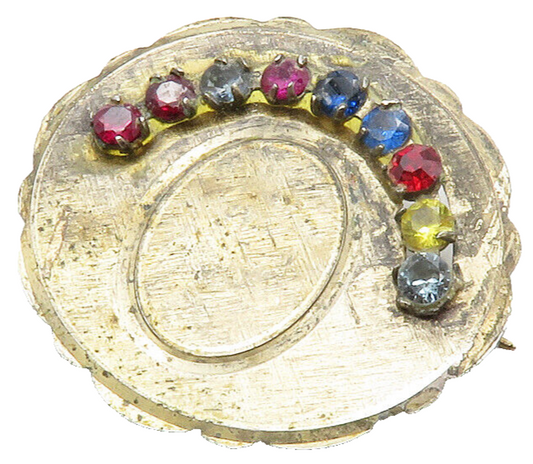 925 Sterling Silver Vintage Multi Color Topaz Dark Tone Brooch Pin BP5068