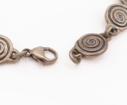 925 Sterling Silver Vintage Bracelet Solid Etched Spiral Linked Coils  BT10282