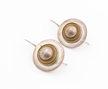 925 Sterling Silver Vintage Earrings Modernist Geometric Circle Discs  EG14321