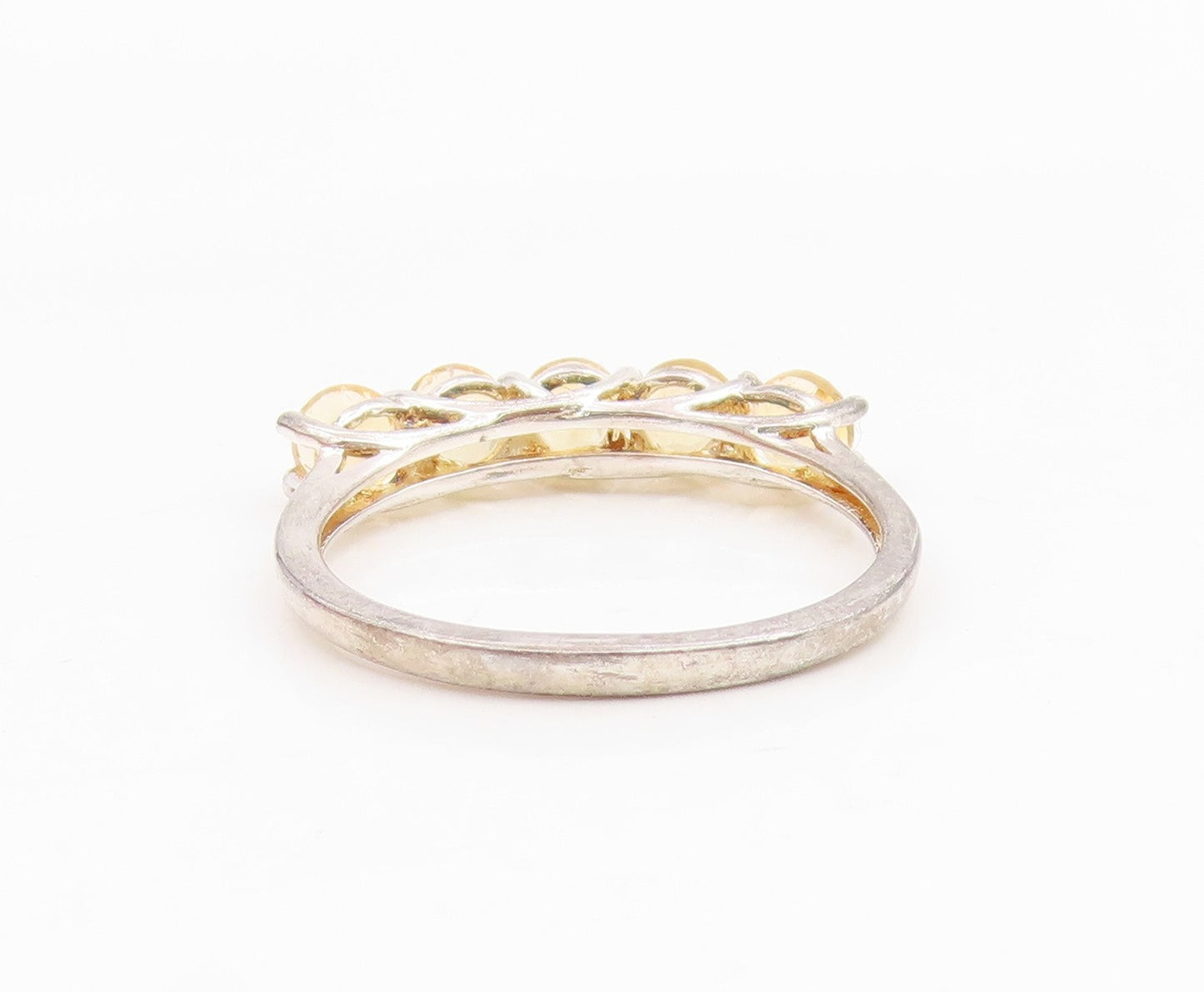 925 Sterling Silver Vintage Ring Five Stone Citrine Elegant Band Sz 8.5 RG34998